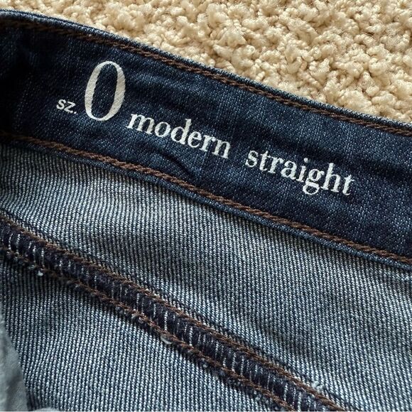 LOFT Modern Straight Jeans Dark Blue Wash Mid Rise Size 0 - Picture 7 of 9